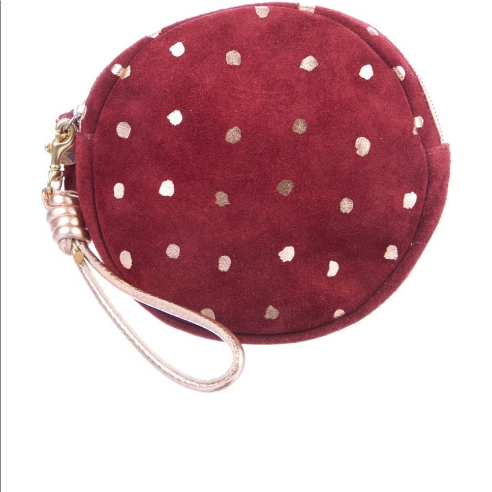 Clare V. Wristlet with tag.  Hits all trends suede, metallic and clutch!
